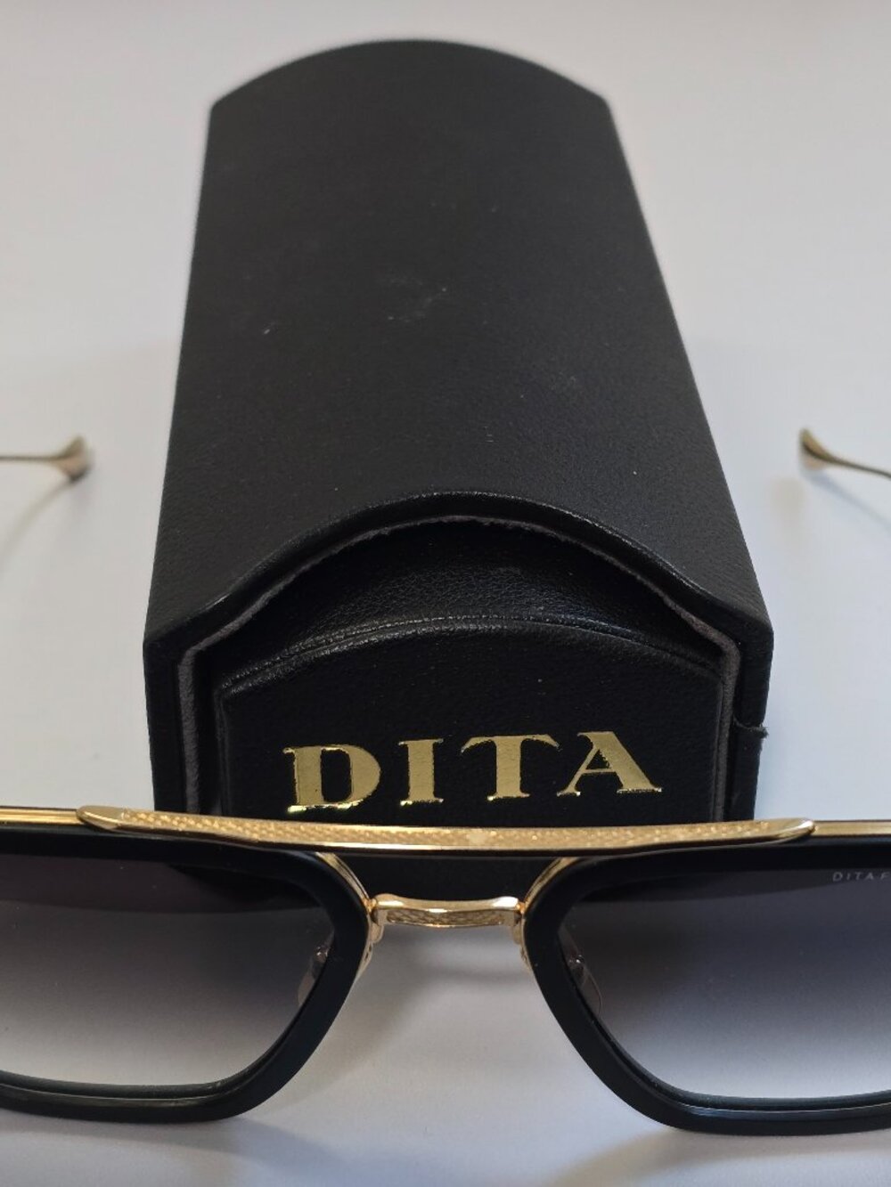 Dita FLIGHT-006 (7806-B-BLK-GLD-5) Aviator Sunglasses - Black & 14k Gold